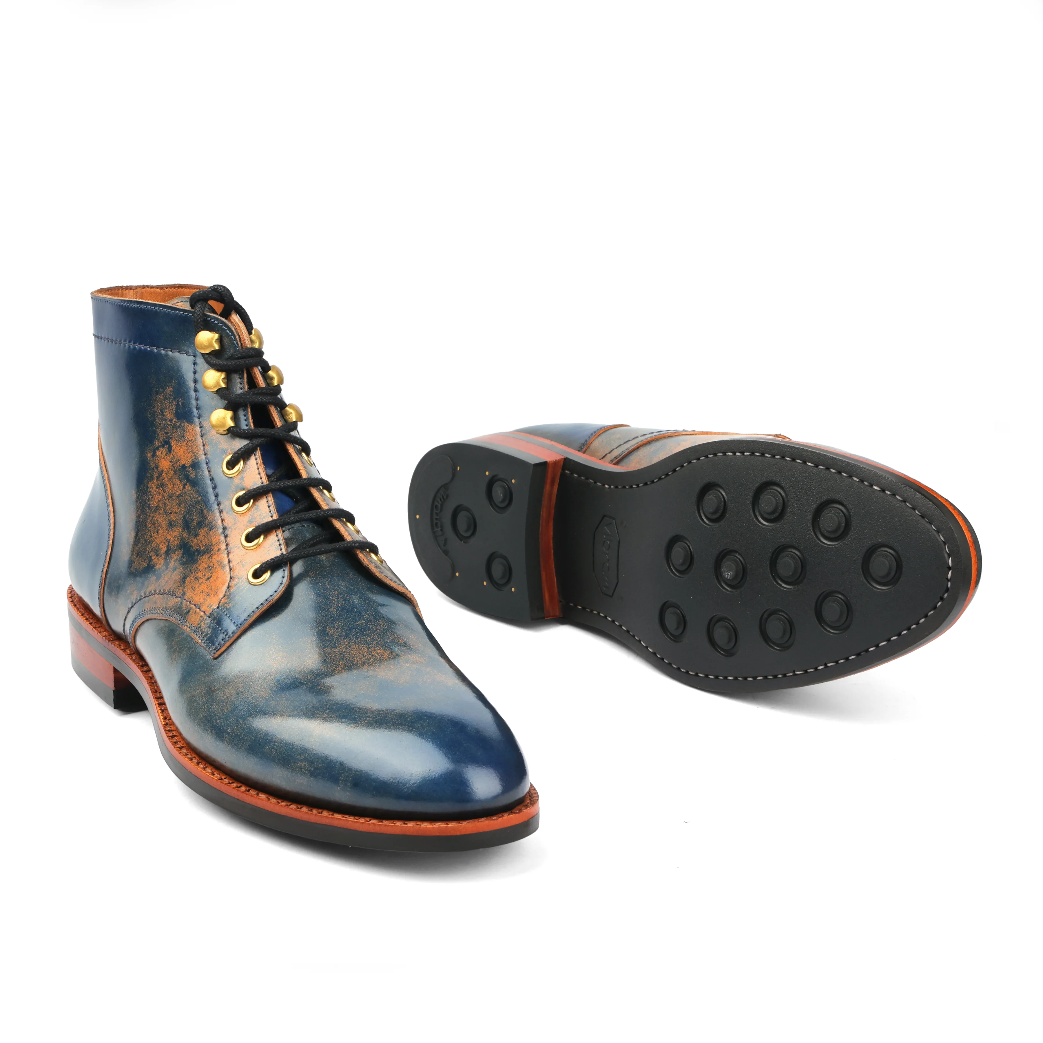 Ocean, Hand Welted Boot - Shell Cordovan Marble Blue |Cordovan Series - Image 4